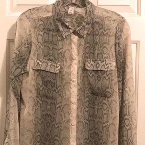 Snake Print Blouse / Button Down Shirt